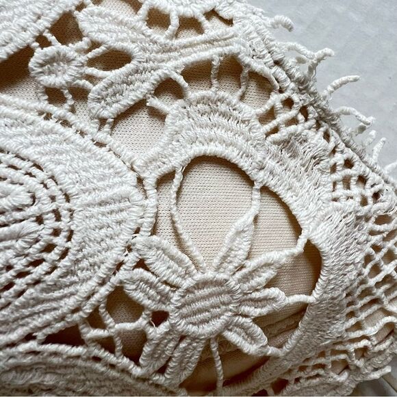 Willow & Root Cream Lace Bandeau with Scalloped Trim Smocked Back SZ S - Picture 6 of 9